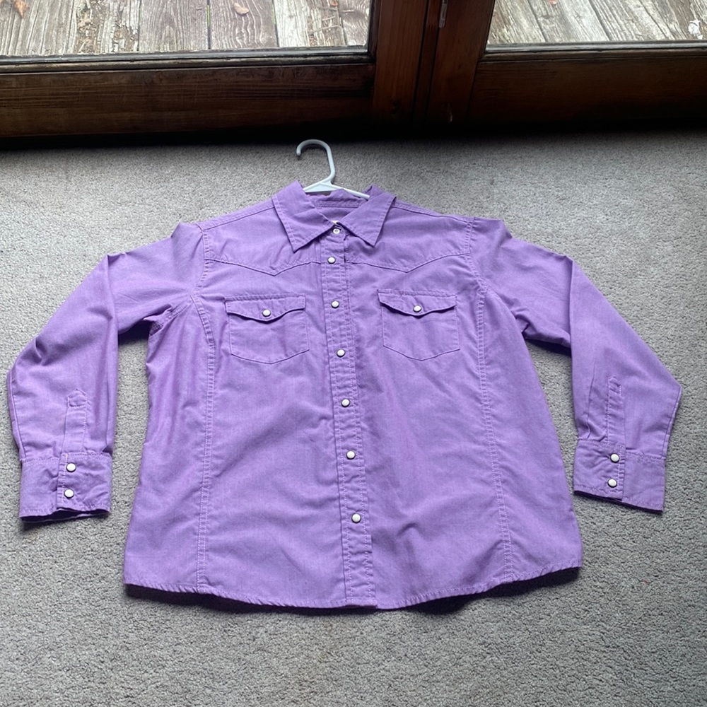 Pastel purple pearl snap button down rodeo shirt